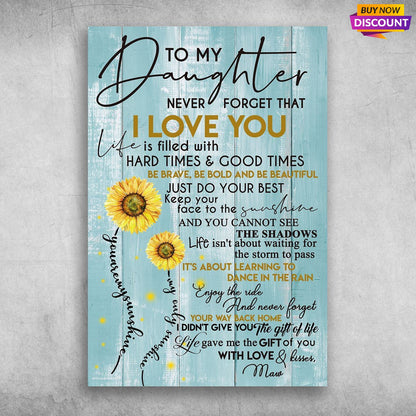 Canvas - To My Daughter Never Forget That I Love You Mom - Gift For Daughter - Christmas Gift
