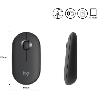 Logitech Portable M355 Mouse Ambidextrous Rf Wireless+Bluetooth Optical 1000 Dpi