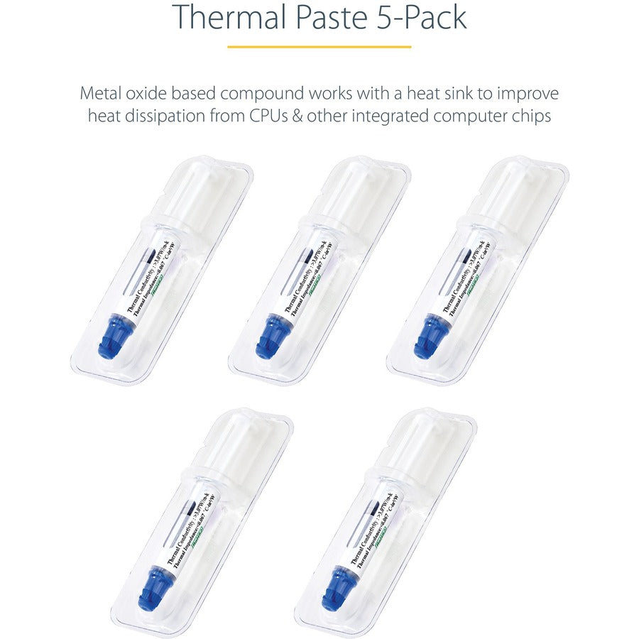 Startech.Com Thermal Paste, High Performance Thermal Paste, Pack Of 5 Re-Sealable Syringes (1.5G / Each), Metal Oxide Heat Sink Compound, Cpu/Gpu Thermal Grease Paste, Rohs / Ce
