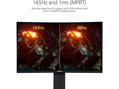 Asus Tuf Gaming Vg24Vqr 23.6 Inch Full Hd 3000:1 1Ms Mprt Displayport/Hdmi/Earphone Jack Led Curved Gaming Monitor W/ Speakers