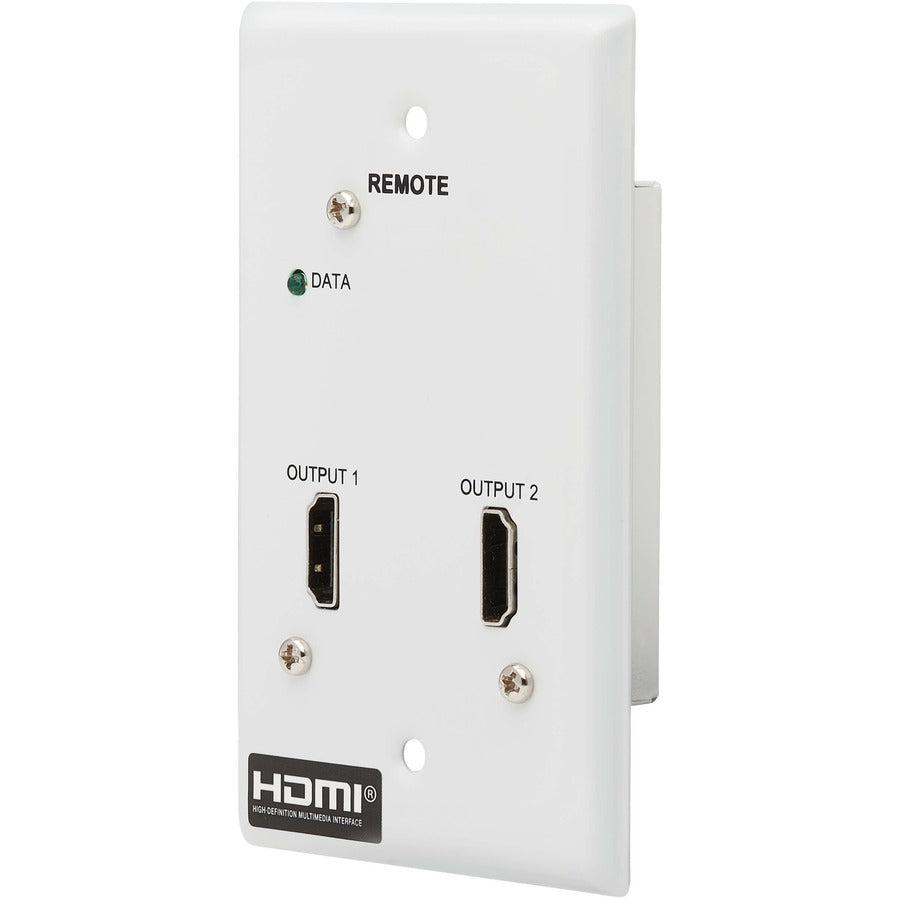 Tripp Lite B127A-2A0-Fh 2-Port Hdmi Over Cat6 Receiver, Wall Plate - 4K 60 Hz, Hdr, 4:4:4, Poc, Hdcp 2.2, 230 Ft. (70.1 M), Taa