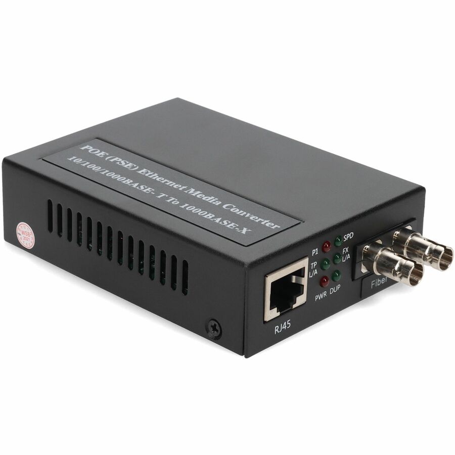 Addon 10/100/1000Base-Tx(Rj-45) To 1000Base-Mx(St) Mmf 1310Nm 2Km Ieee802.3At/48V/1.0A/50W Poe Media Converter