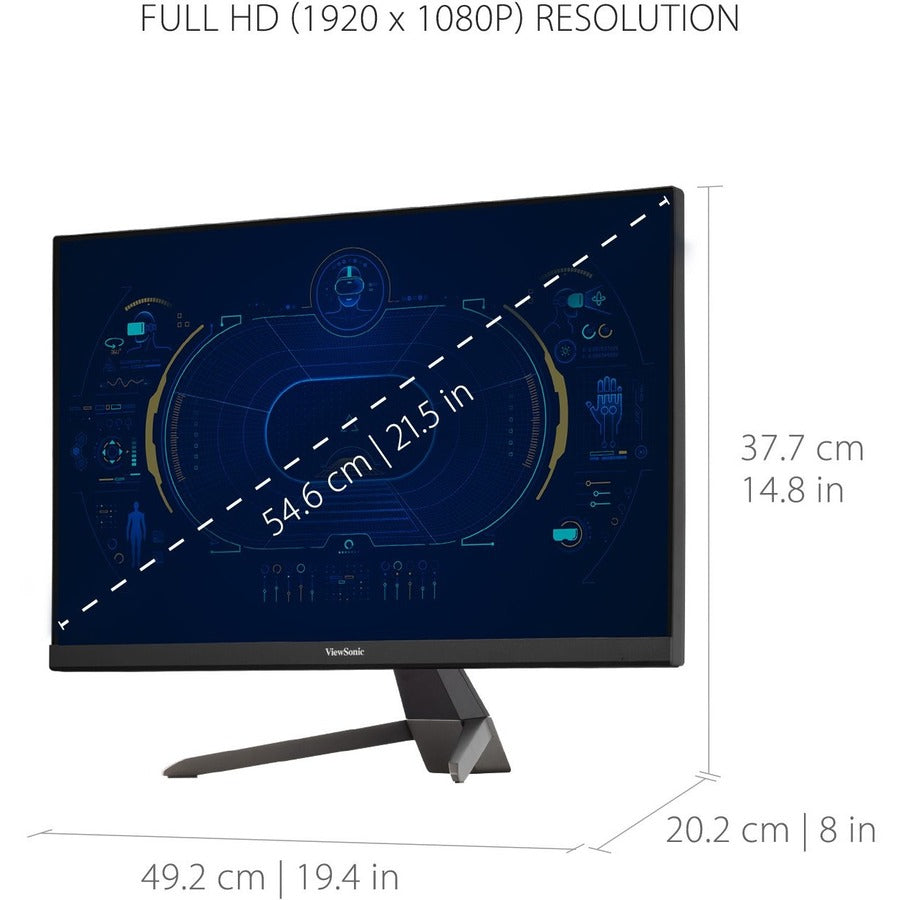 22" 1080P 1Ms 75Hz Freesync Monitor With Hdmi, Dp, And Vga