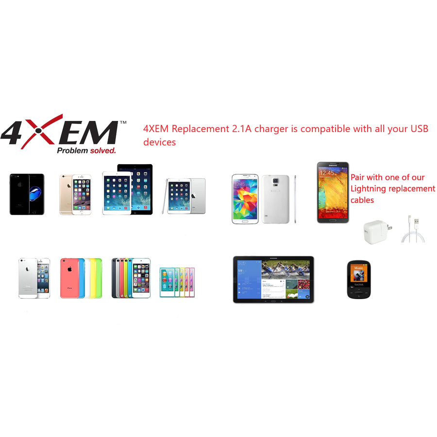 4Xem Ipad Charging Kit - 3Ft Lightning 8Pin Cable With 12W Ipad Wall Charger.