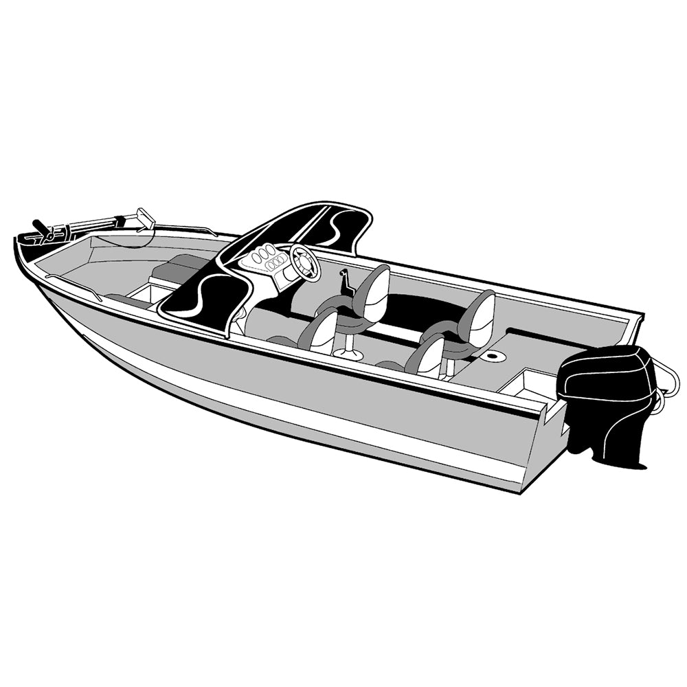 Carver Performance Poly-Guard Wide Series Styled-to-Fit Boat Cover f/18.5&#39; Aluminum V-Hull Boats w/Walk-Thru Windshield - Grey