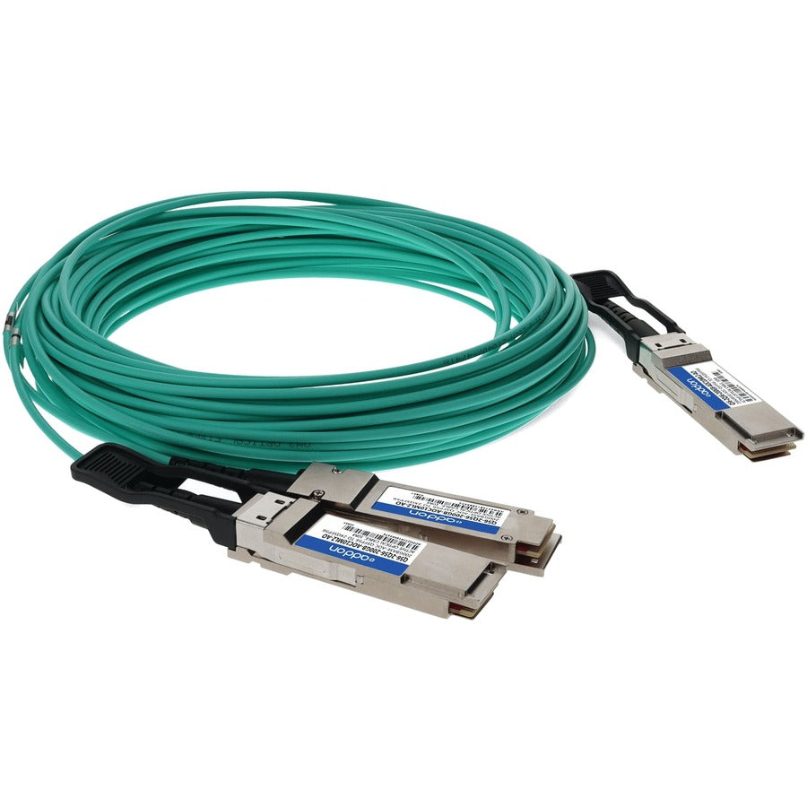 Addon Networks Q56-2Q56-200Gb-Aoc10Mlz-Ao Infiniband Cable 10 M Qsfp56 2Xqsfp56 Green, Grey