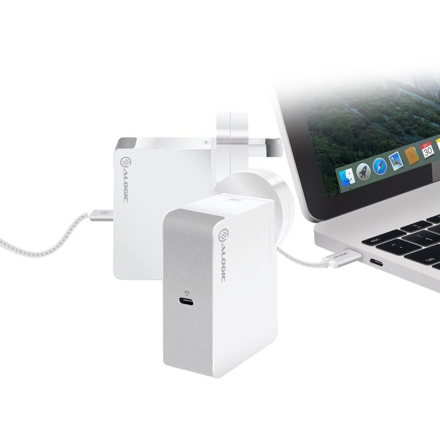 Alogic Usb-C Laptop/Macbook Wall Charger 60W With Power Delivery- Travel Edition With Au, Eu, Uk, Us Plugs And 2M Cable