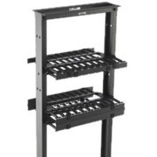 B-Line Rack-Mounted Double Sided Horizontal Manager W/ Cover, 19" Width, 2U, Flat Black
