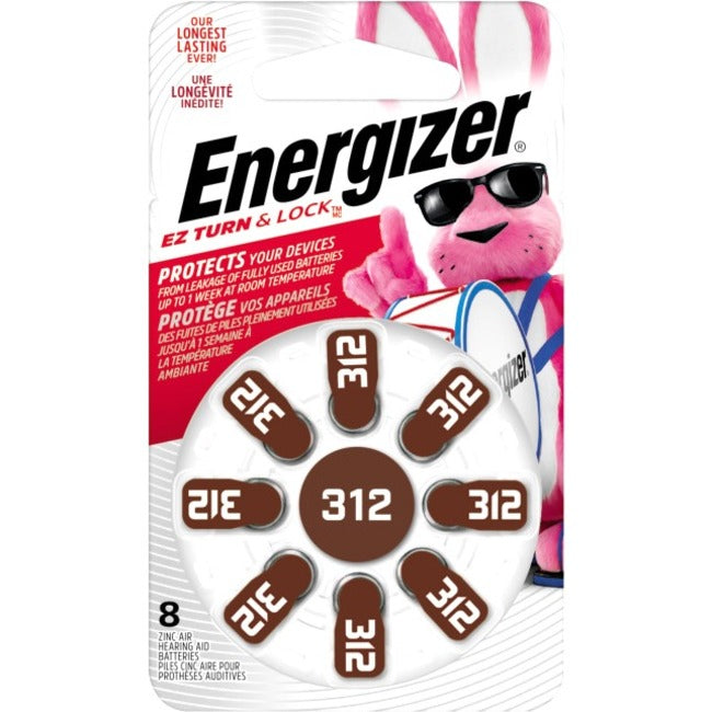 Energizer Ez Turn & Lock Size 312, 8-Pack, Brown Az312Dp-8