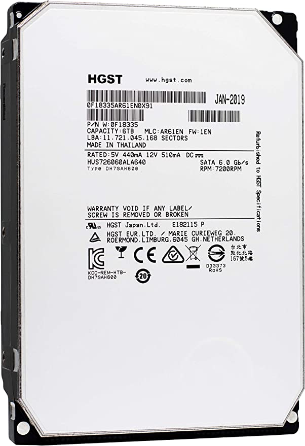 Hgst-Imsourcing Ultrastar He6 Hus726060Ala640 6 Tb Hard Drive - 3.5" Internal - Sata (Sata/600) 0F18335