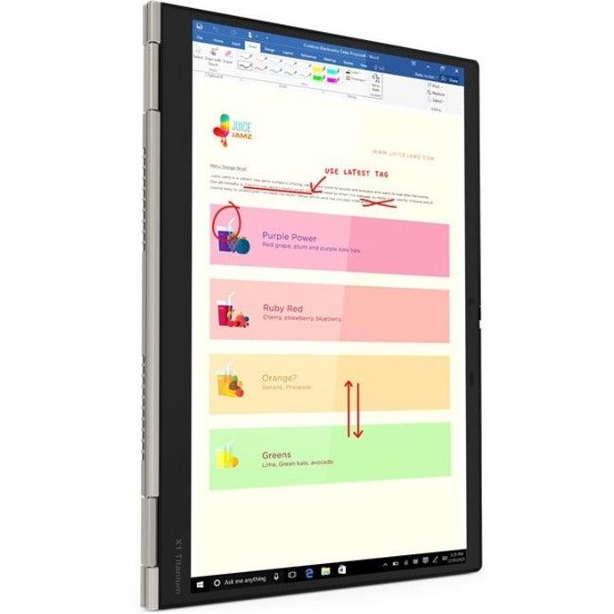 Lenovo Thinkpad X1 Titanium Yoga Hybrid (2-In-1) 34.3 Cm (13.5") Touchscreen Quad Hd Intel® Core™ I5 16 Gb Lpddr4X-Sdram 256 Gb Ssd Wi-Fi 6 (802.11Ax) Windows 10 Pro 20Qa000Mus