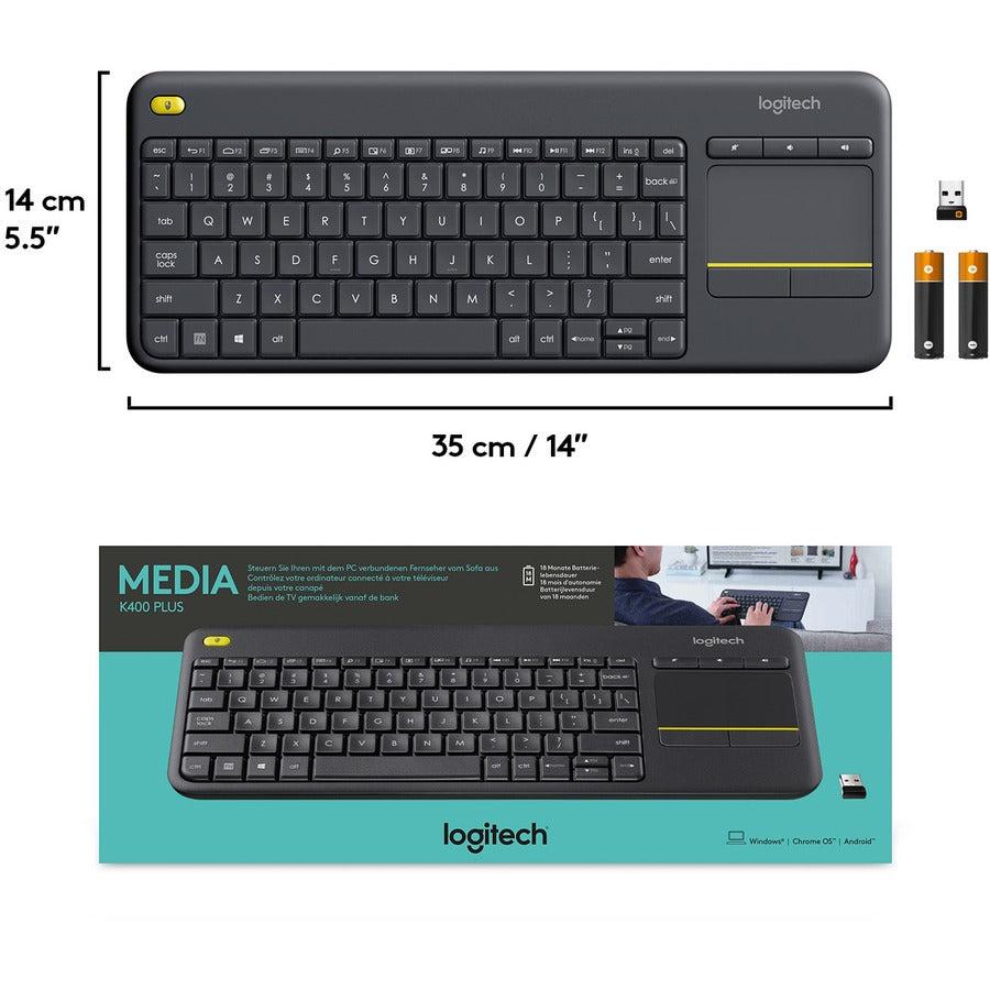 Logitech Wireless Touch K400 Plus Keyboard Rf Wireless Qwerty English Black