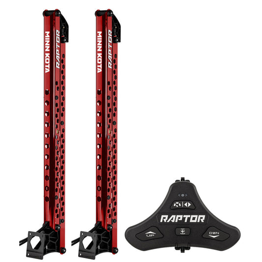Minn Kota Raptor Bundle Pair - 8' Red Shallow Water Anchors w/Active Anchoring &amp; Footswitch Included
