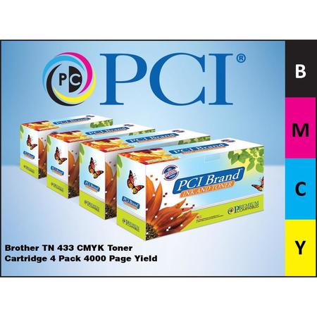 Pci Brand Compatible Brother Tn-433Cymk Xl 4Pk Of Toner Cartridges Xl 4K Yld For