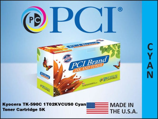 Pci Brand Compatible Kyocera Tk-590C 1T02Kvcus0 Cyan Toner Cartridge. 5K Yield F