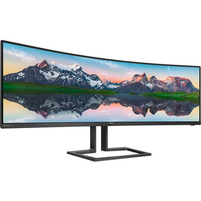 Philips 498P9Z 48.8" Dual Quad Hd (Dqhd) Curved Screen Wled Lcd Monitor - 32:9 - Textured Black