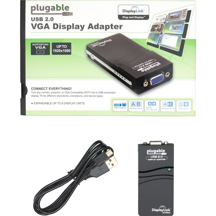 Plugable Usb 2.0 To Vga Video Graphics Adapter For Multiple Monitors Up To 1920X1080