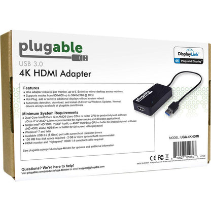 Plugable Usb 3.0 To Displayport 4K Uhd (Ultra-High-Definition) Uga-4Khdmi