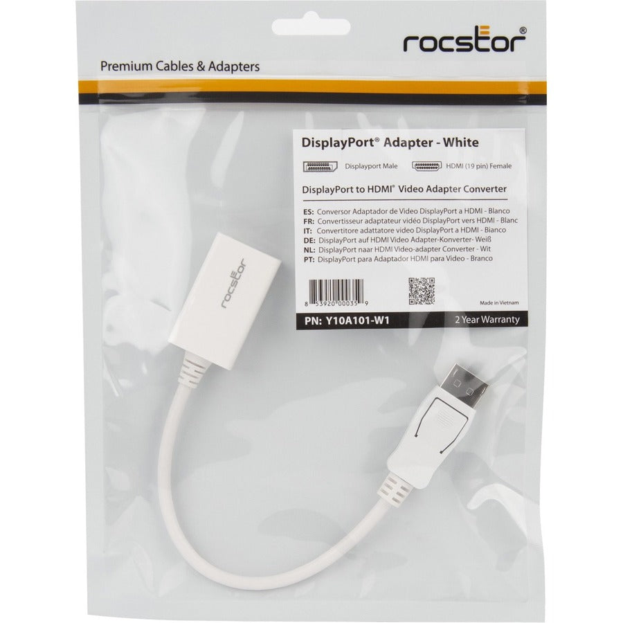 Rocstor Displayport (Male) To Hdmi (Female) Adapter Converter Y10A101-W1