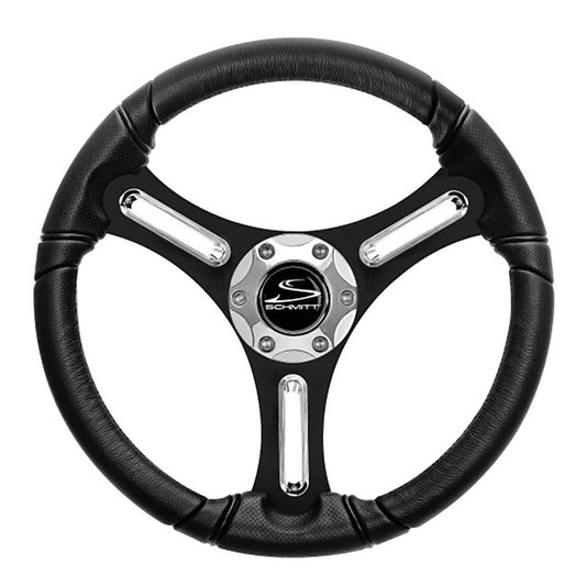 Schmitt Marine Torcello 14" Wheel - 03 Series - Polyurethane Wheel w/Chrome Spoke Inserts &amp; Cap - Black Brushed Spokes - 3/4" Tapered Shaft