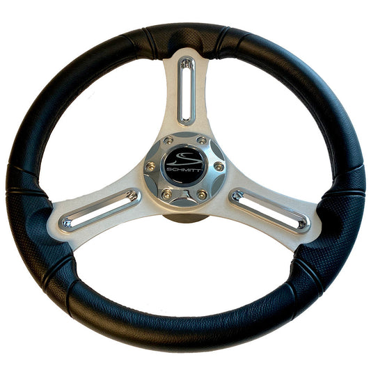 Schmitt Marine Torcello 14" Wheel - 03 Series - Polyurethane Wheel w/Chrome Trim &amp; Cap - Brushed Spokes - 3/4" Tapered Shaft