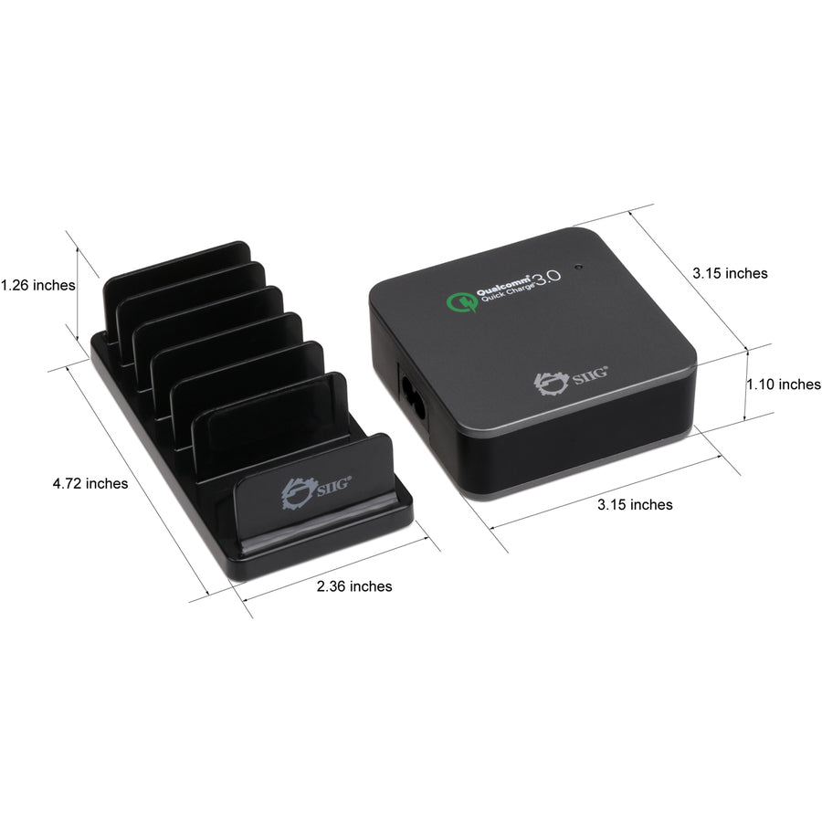 Siig 5-Port Smart Usb Charger Plus Organizer Bundle With Qc3.0 & Type-C - Black