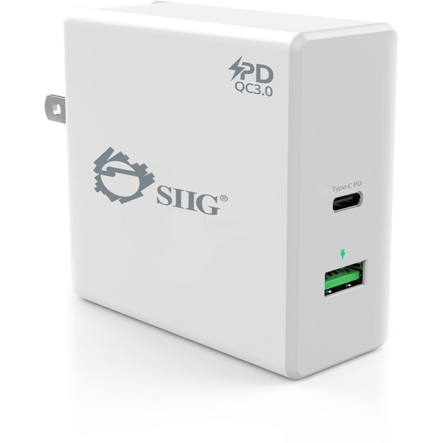 Siig 65W Usb-C Pd Charger Power Delivery With Qc3.0 Wall Charge