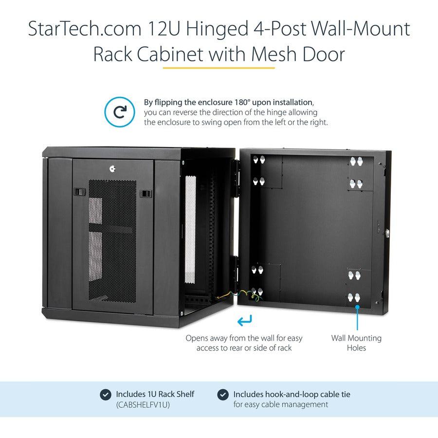 Startech.Com 12U 19" Wall Mount Network Cabinet - 20" Deep 4 Post Hinged Locking It Computer