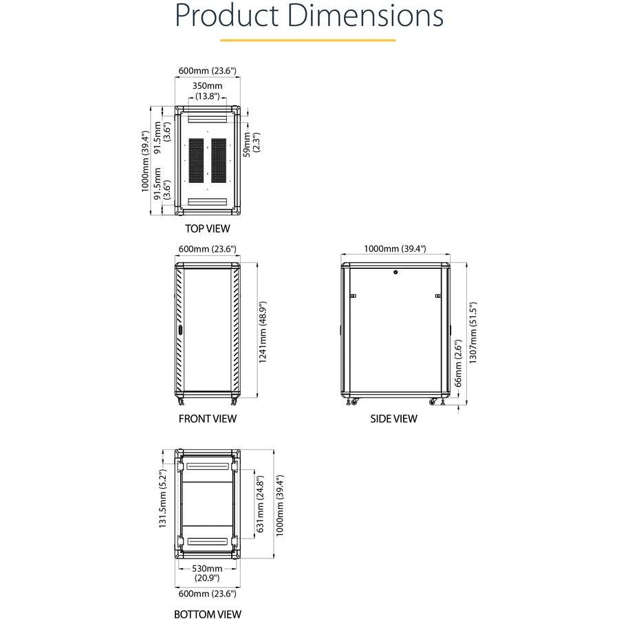 Startech.Com 25U 36In Knock-Down Server Rack Cabinet With Casters