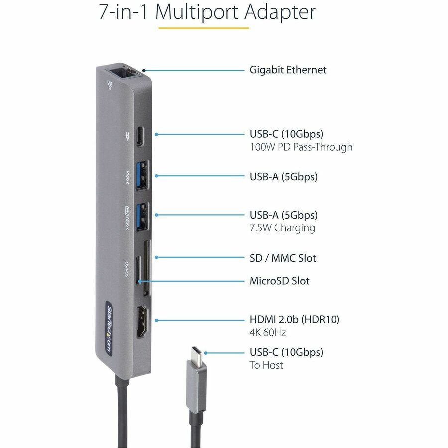 Startech.Com Dkt30Chsdpd1 Notebook Dock/Port Replicator Wired Usb 3.2 Gen 1 (3.1 Gen 1) Type-C Black, Grey