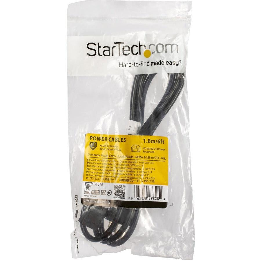 Startech.Com Hospital-Grade Power Cord - Nema 5-15P To C13 - 6 Ft.