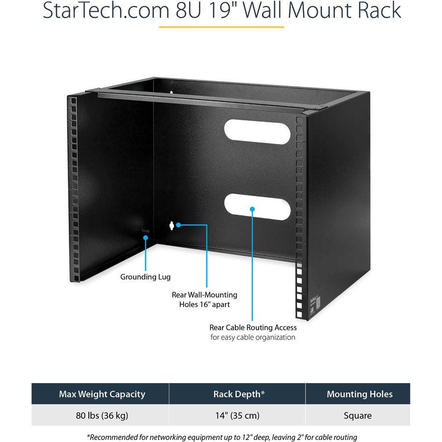 Startech.Com Wall-Mount Bracket For Shallow Rack-Mount Equipment - Solid Steel - 8U