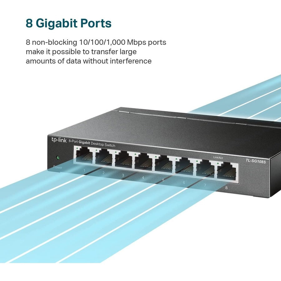 Tp-Link Tl-Sg108S - 8 Port Gigabit Ethernet Switch - Limited Lifetime Protection