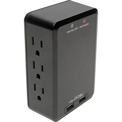 Tripp Lite 6-Outlet Surge Protector With 2 Usb Ports (3.4A Shared) - Side Load, Direct Plug-In, 1050 Joules