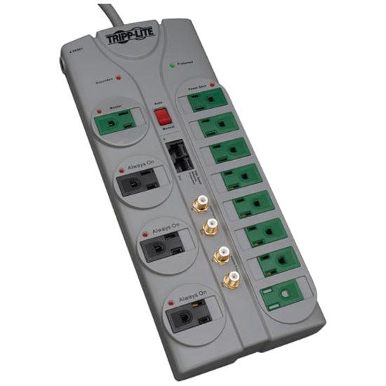 Tripp Lite Eco-Surge 12-Outlet Home/Business Theater Surge Protector, 10-Ft. Cord, 3600 Joules - Accommodates 8 Transformers