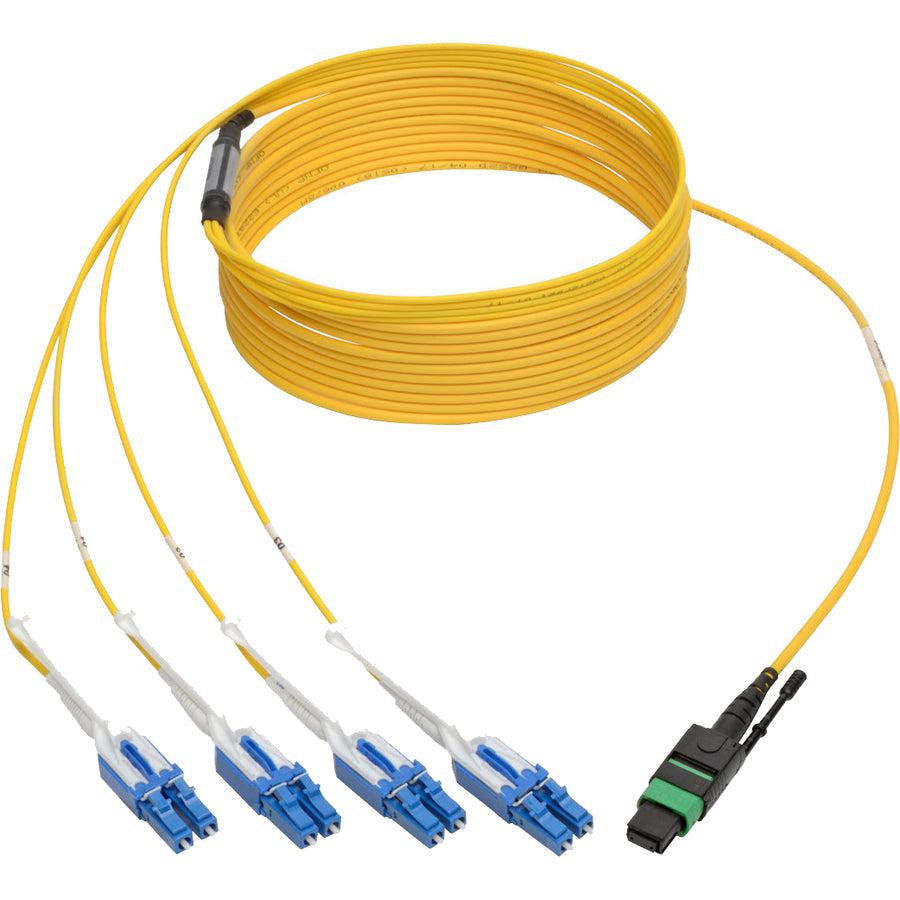 Tripp Lite N390-05M-8Lc-Ap Mtp/Mpo (Apc) To 4Xlc (Upc) Singlemode Breakout Patch Cable, 40/100 Gbe, Qsfp+ 40Gbase-Plr4, Plenum, Yellow, 5 M (16 Ft.)