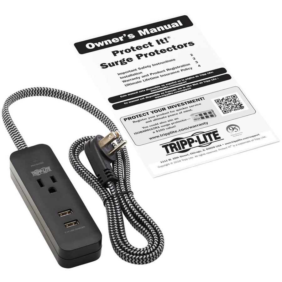 Tripp Lite Tlp104Usb Surge Protector Black 1 Ac Outlet(S) 110 - 125 V 1.22 M