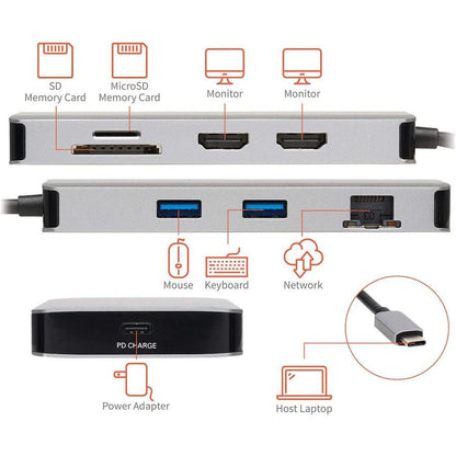 Tripp Lite U442-Dock8-Gg Notebook Dock/Port Replicator Wired Usb 3.2 Gen 1 (3.1 Gen 1) Type-C Black, Grey