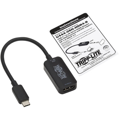 Tripp Lite U444-06N-Hdr4-B Usb-C To Hdmi Active Adapter Cable (M/F), 4K 60 Hz, Hdr, 4:4:4, Dp 1.4 Alt Mode, Hdcp 2.2, Black, 6 In. (15.2 Cm)