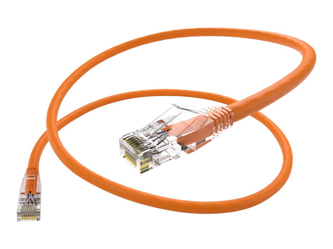 Unirise 1 Foot Cat6 Snagless Clearfit Patch Cable Orange - High Density Cat6 Ult
