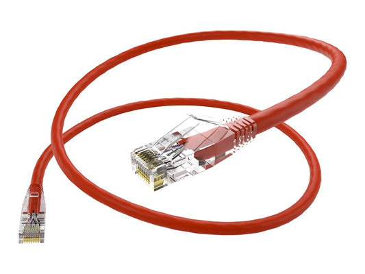 Unirise 6 Inch Cat6 Snagless Clearfit Patch Cable Red - High Density Cat6 Ultra