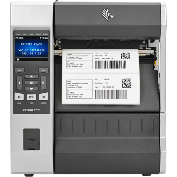 Zebra Zt620 Industrial Direct Thermal/Thermal Transfer Printer - Monochrome - Label Print - Ethernet - Usb - Serial - Bluetooth - Taa Compliant Zt62063-T01010Ga