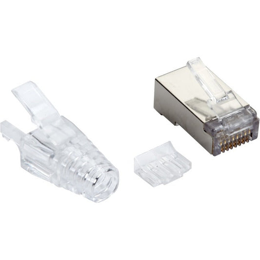 100Pk Cat6A Modular Rj-45 Plugs,W/Boots Solid/Stranded Stp