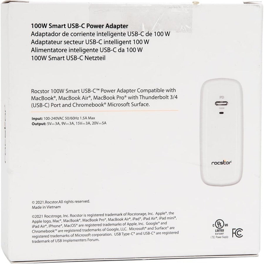 100W Smart Usb-C Power Adapter,Gan Technology - Ul & Fcc/Ce -White