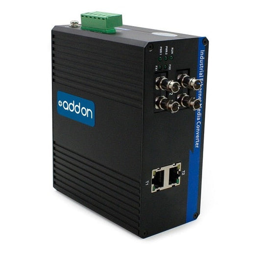 Addon 2 10/100Base-Tx(Rj-45) To 2 100Base-Fx(St) Mmf 1310Nm 2Km Industrial Media Converter