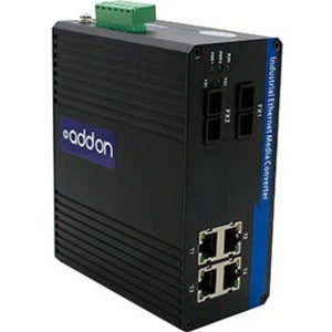 Addon 4 10/100/1000Base-Tx(Rj-45) To 2 1000Base-Lx(Fc) Smf 1310Nm 20Km Industrial Media Converter Switch