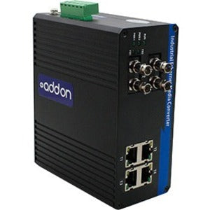Addon 4 10/100/1000Base-Tx(Rj-45) To 2 1000Base-Lx(St) Smf 1310Nm 20Km Industrial Media Converter Switch