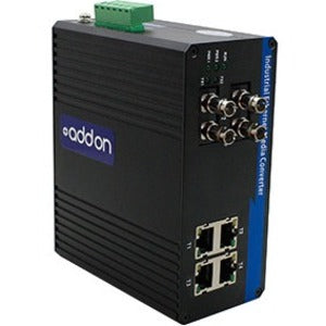 Addon 4 10/100/1000Base-Tx(Rj-45) To 2 1000Base-Sx(St) Mmf 850Nm 550M Industrial Media Converter Switch