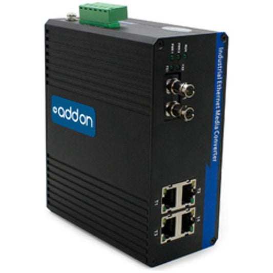 Addon 4 10/100Base-Tx(Rj-45) To 1 100Base-Lx(St) Smf 1310Nm 20Km Industrial Media Converter Switch