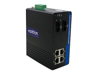 Addon 4 10/100Base-Tx(Rj-45) To 2 100Base-Fx(Sc) Mmf 1310Nm 2Km Industrial Media Converter Switch